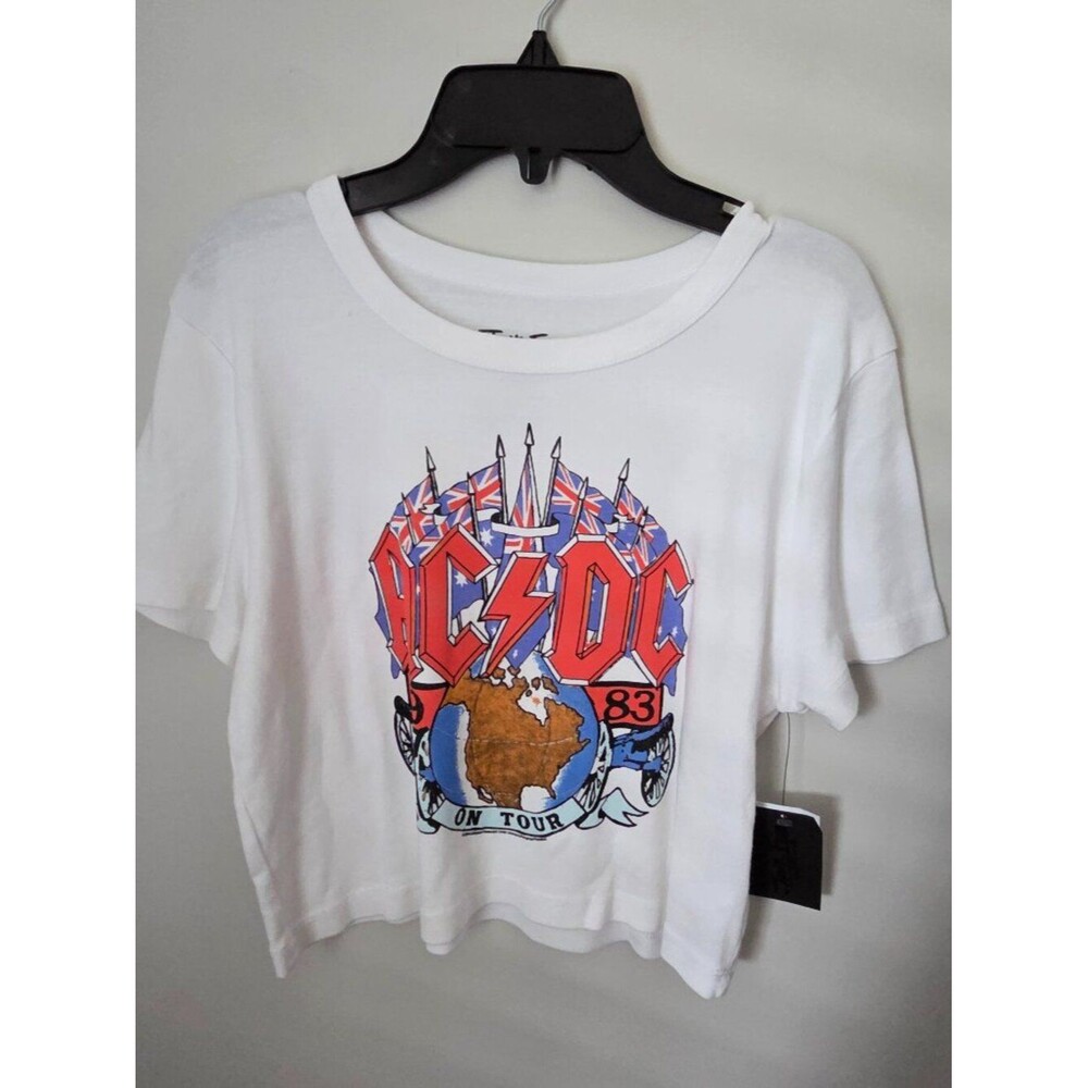 Junkfood Fitted Cropped ACDC Band Tee | Women's Size L